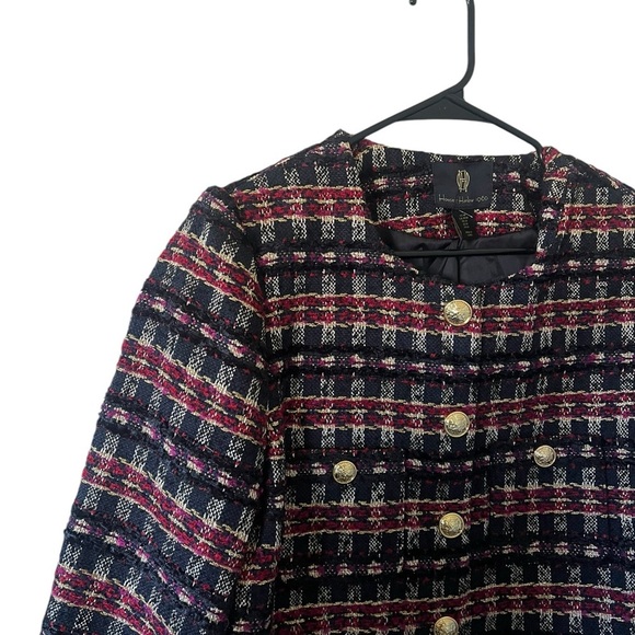House of Harlow 1960 Black & Red Tweed Cropped Blazer - Picture 3 of 7